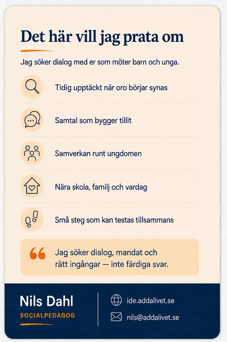 Baksidan av kortet Jag tror på en enkel idé